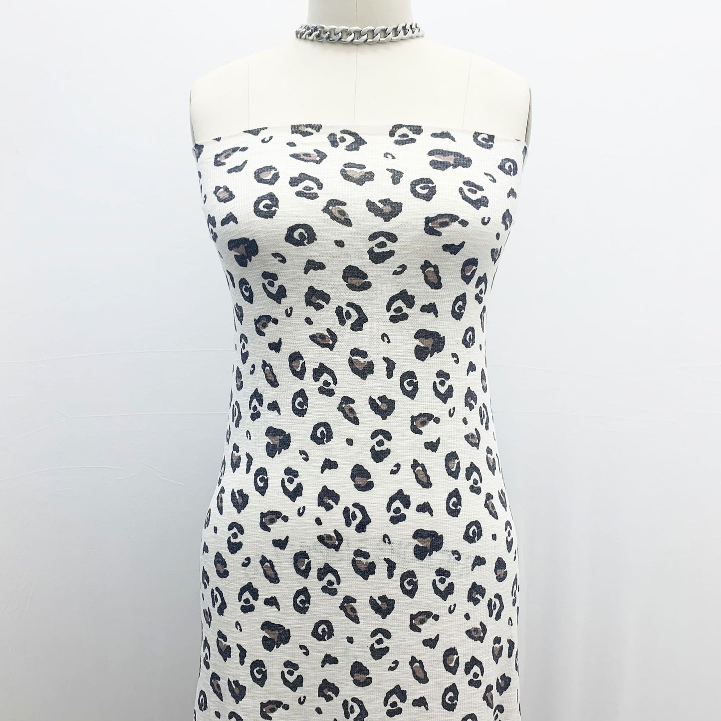 P-1880-792-OFF-WHITE-MOCHA - PRINTED T/C SLUB 2X1 RIB 63% POLY 34% CTN 3% SPANDEX