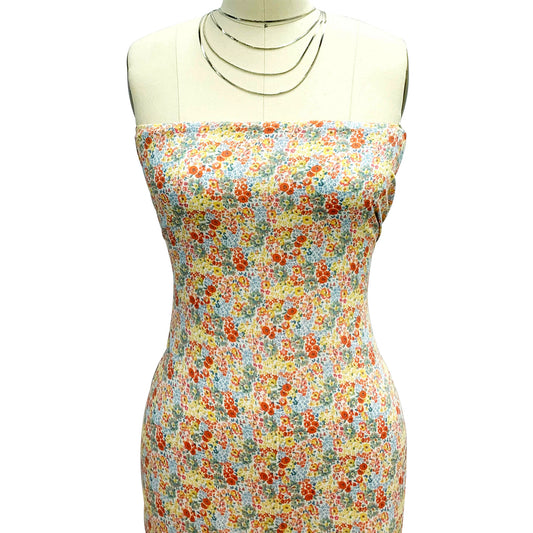 P-1888-636-OFF-WHITE-ORANGE - PRINTED CREPON 100% RAYON CREPON