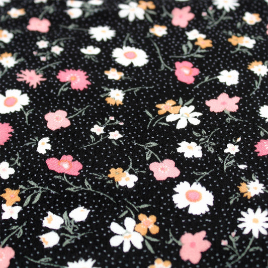 P-1889-636-BLACK-CORAL PRINTED CREPON 100% RAYON CREPON