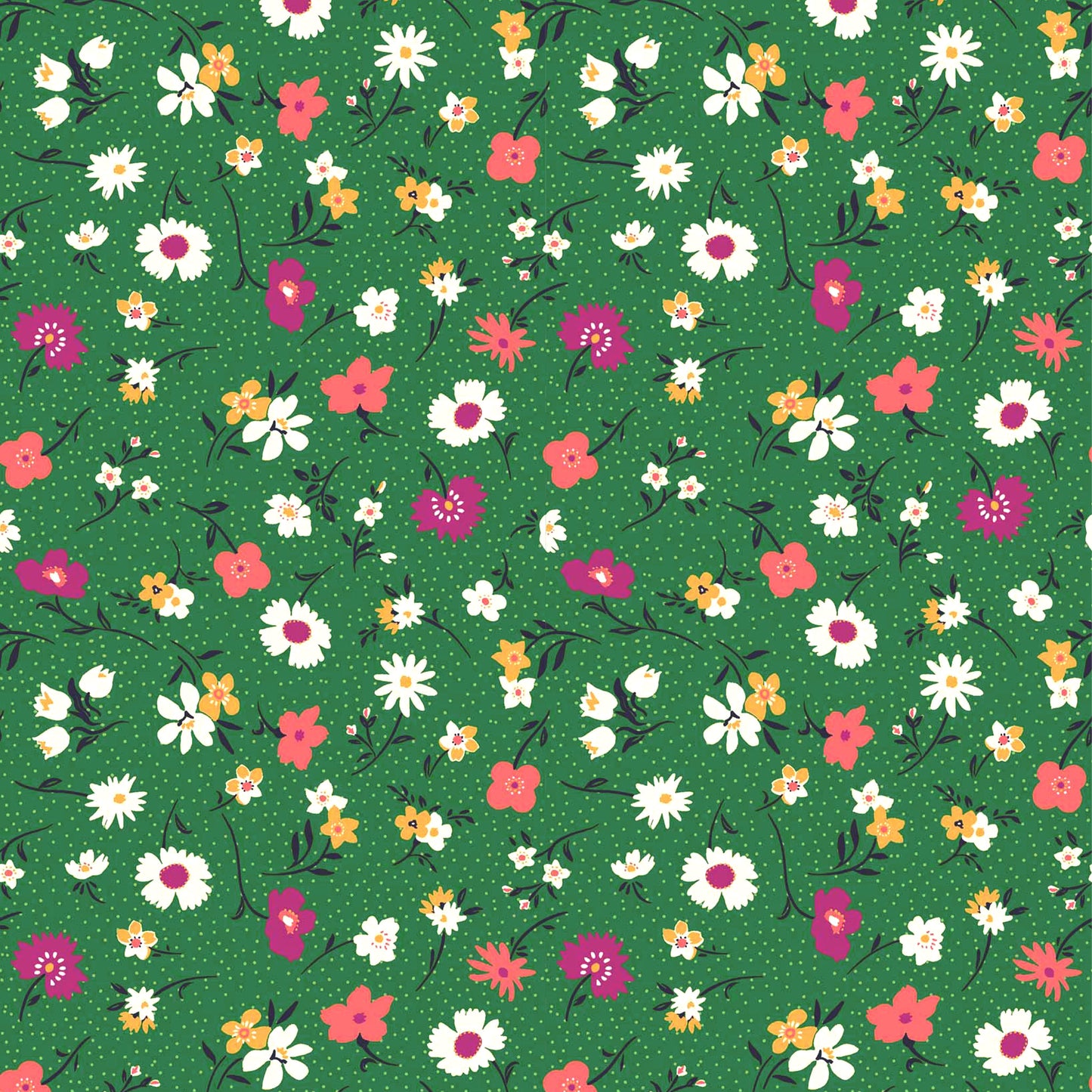 P-1889-636-KELLY-GREEN-HOT-PINK - PRINTED CREPON 100% RAYON CREPON