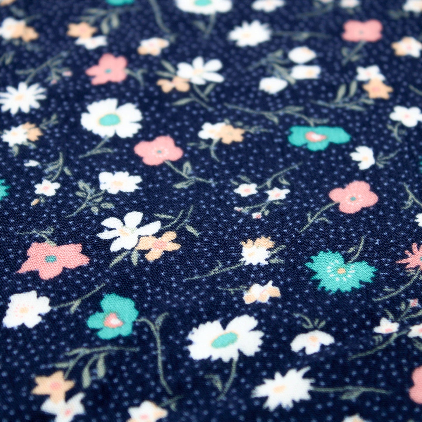 P-1889-636-NAVY-TURQUOISE PRINTED CREPON 100% RAYON CREPON