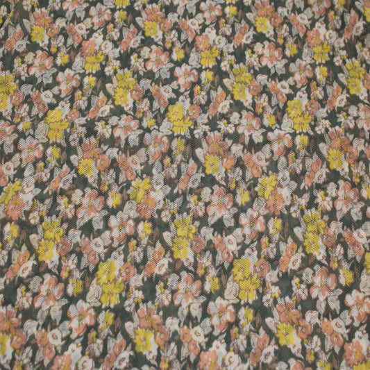 P-1892-453-ARMY-GREEN-PEACH - PRINTED POLY POWER MESH 92%POLY 8%SPANDEX