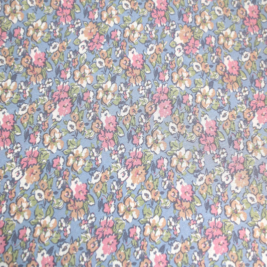 P-1892-456-BLUE-ROSE - PRINTED STRETCH SATIN 100% POLY