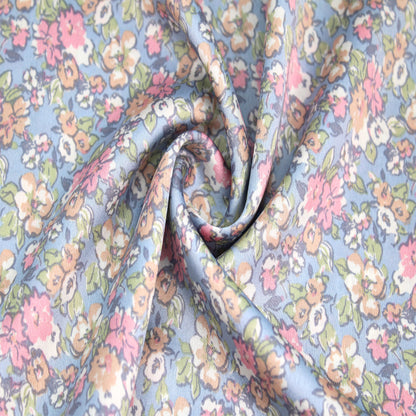 P-1892-456-BLUE-ROSE - PRINTED STRETCH SATIN 100% POLY