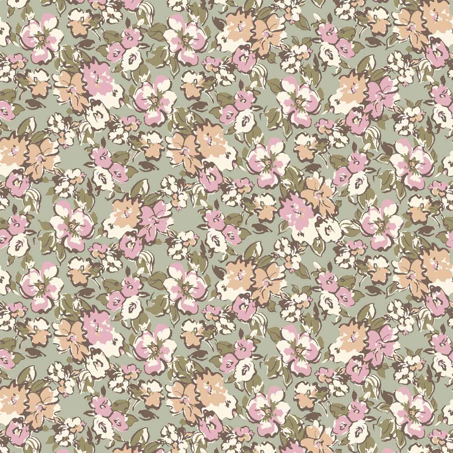 P-1892-636-SAGE-PINK PRINTED CREPON 100% RAYON CREPON