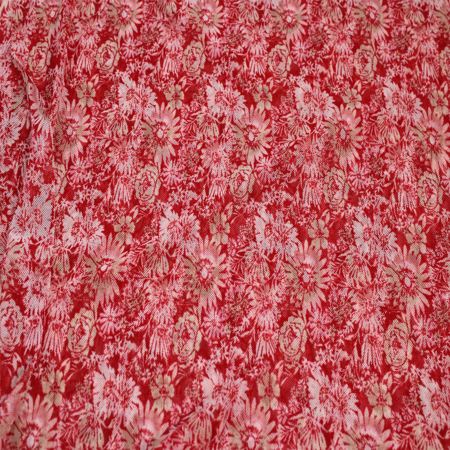 P-1893-453-RED-NEUTRAL - PRINTED POLY POWER MESH 92%POLY 8%SPANDEX