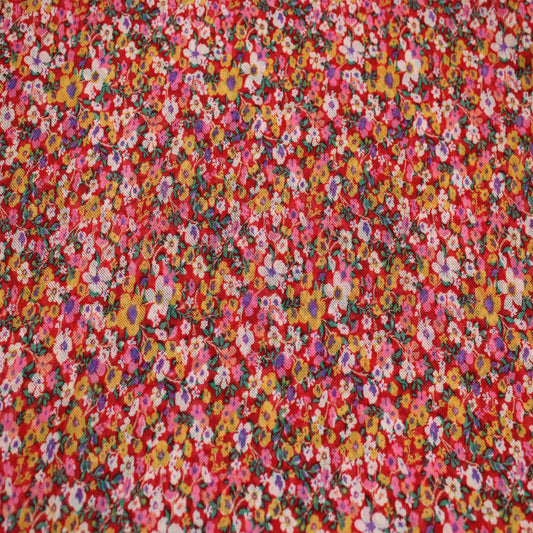 P-1894-453-RED-GOLD - PRINTED POLY POWER MESH 92%POLY 8%SPANDEX