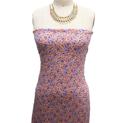 P-1896-788-PINK-PERI - PRINTED T/C SLUB 4X2 RIB 63% POLY 34% CTN 3% SPANDEX