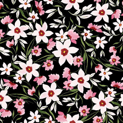 P-1901-504-BLACK-PINK - PRINTED WOOL DOBBY 100% POLYESTER