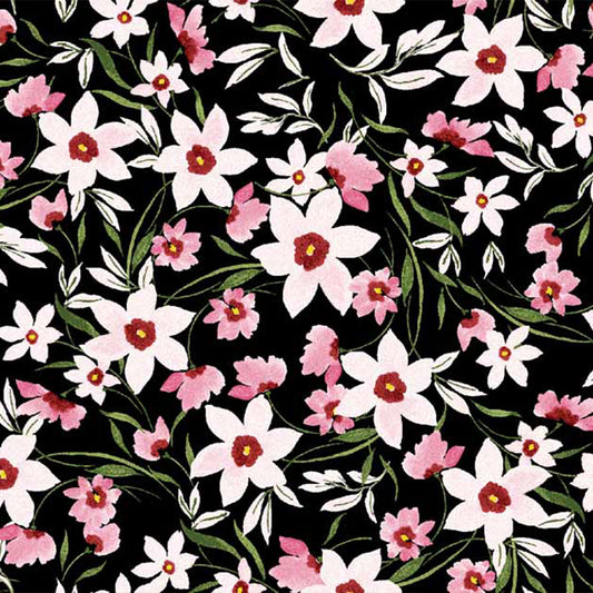 P-1901-504-BLACK-PINK - PRINTED WOOL DOBBY 100% POLYESTER