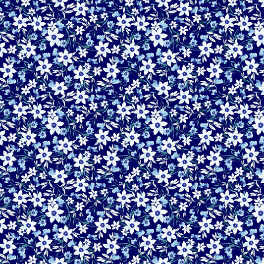 P-1901-504-NAVY-BLUE - PRINTED WOOL DOBBY 100% POLYESTER