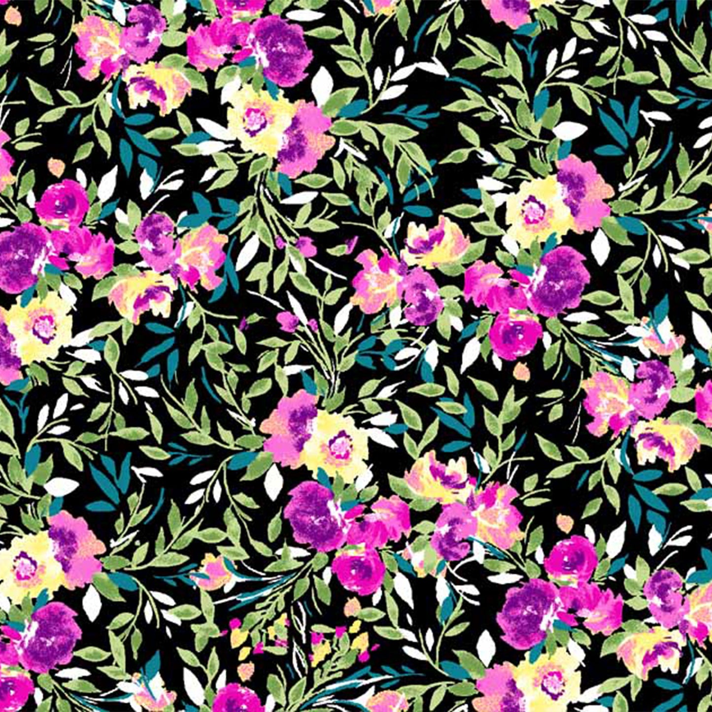 P-1905-453-BLACK-FUCHSIA - PRINTED POLY POWER MESH 92%POLY 8%SPANDEX