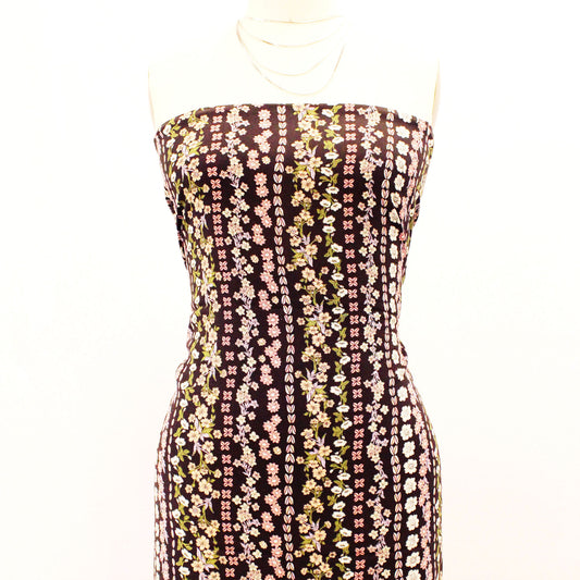 P-1909-698-BROWN-DUSTY-PINK- PRINTED RAYON CHALLIS 100% RAYON CHALLIS