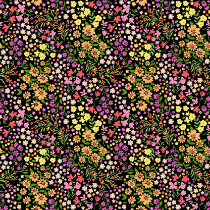 P-1913-636-BLACK-MARIGOLD PRINTED CREPON 100% RAYON CREPON