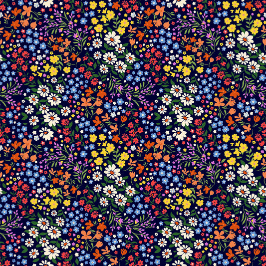 P-1913-636-NAVY-BLUE - PRINTED CREPON 100% RAYON CREPON