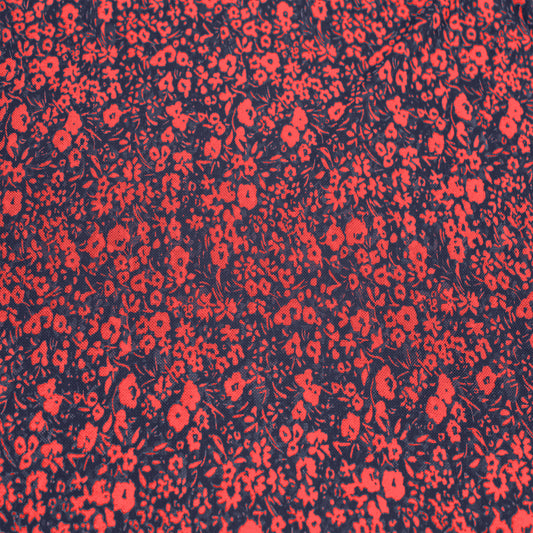 P-1914-453-NAVY-FIERY-RED - PRINTED POLY POWER MESH 92%POLY 8%SPANDEX