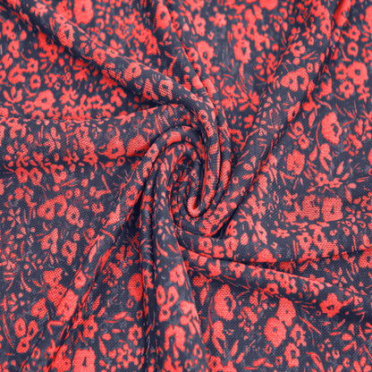 P-1914-453-NAVY-FIERY-RED - PRINTED POLY POWER MESH 92%POLY 8%SPANDEX