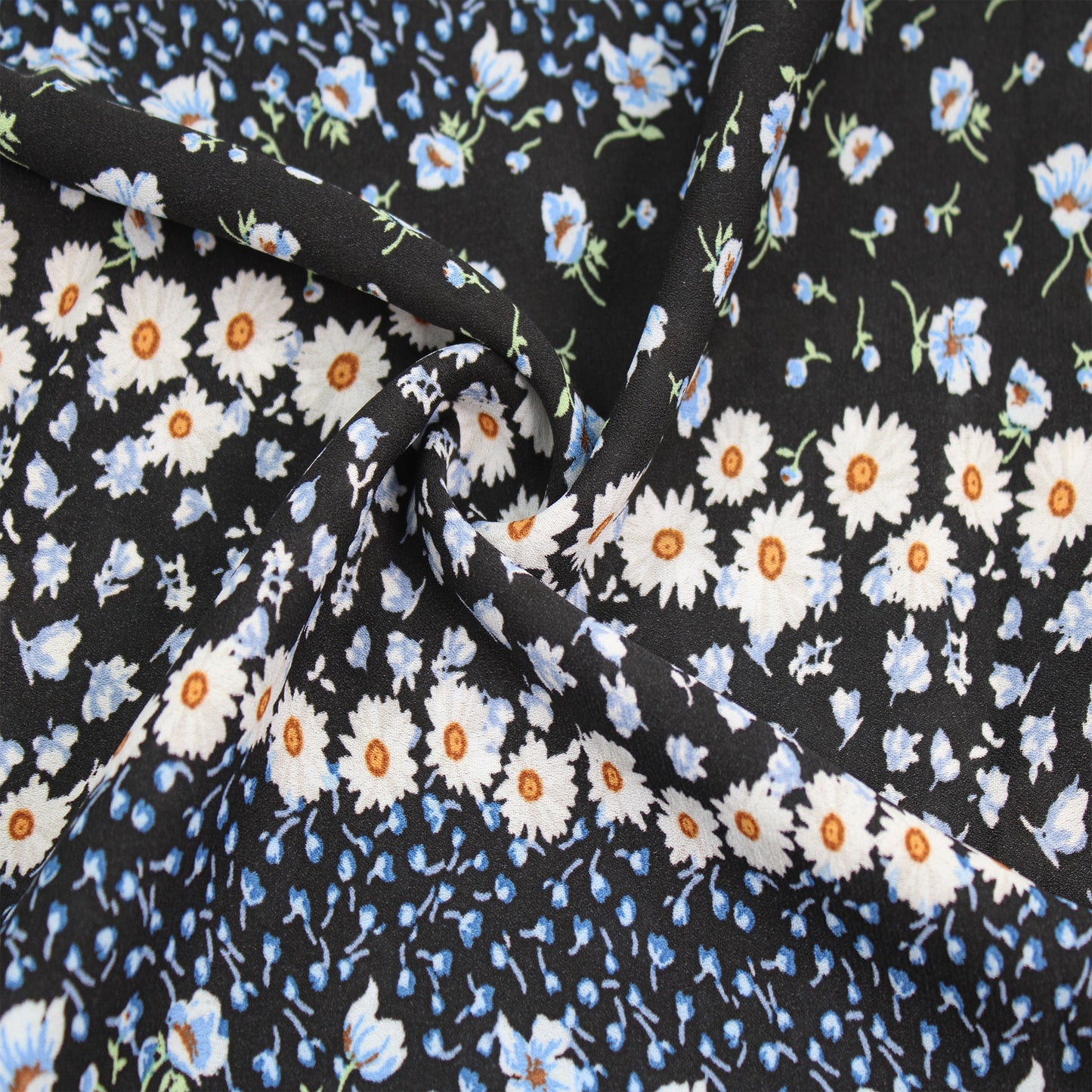 P-1916-504-BLACK-BLUE - PRINTED WOOL DOBBY 100% POLYESTER