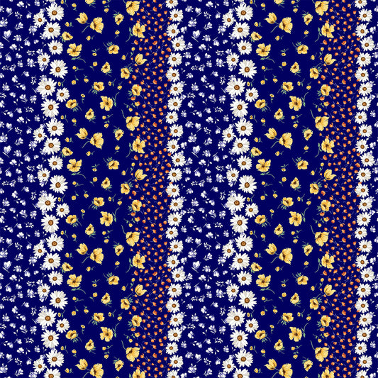P-1916-504-NAVY-YELLOW - PRINTED WOOL DOBBY 100% POLYESTER