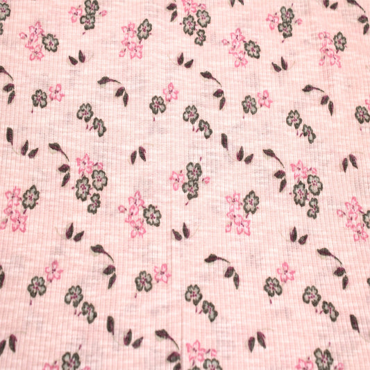 P-1917-788-BLUSH-PINE - PRINTED T/C SLUB 4X2 RIB 63% POLY 34% CTN 3% SPANDEX