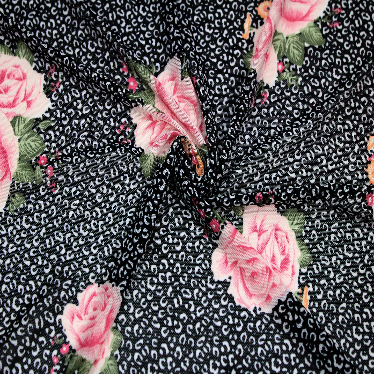 P-1921-453-BLACK-DUSTY-PINK - PRINTED POLY POWER MESH 92%POLY 8%SPANDEX