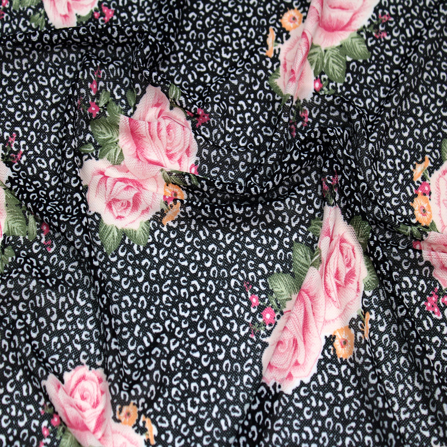 P-1921-453-BLACK-DUSTY-PINK - PRINTED POLY POWER MESH 92%POLY 8%SPANDEX