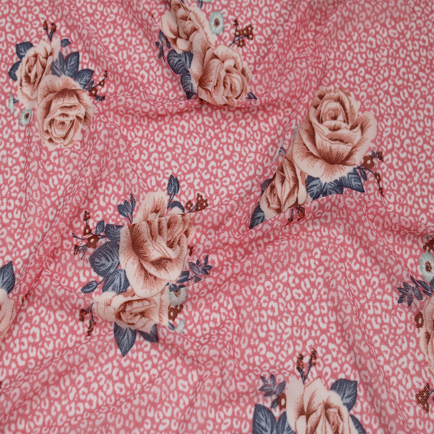 P-1921-453-CORAL-PEACH - PRINTED POLY POWER MESH 92%POLY 8%SPANDEX