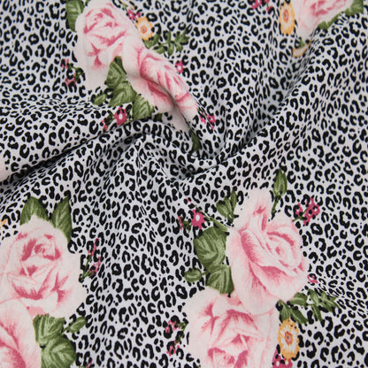 P-1921-793 BLACK-ROSE - PRINTED SILEX 90% POLYESTER 10% SPANDEX