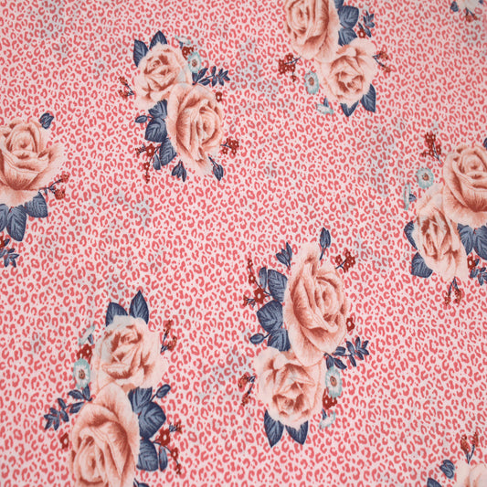 P-1921-793-CORAL-APRICOT - PRINTED SILEX 90% POLYESTER 10% SPANDEX