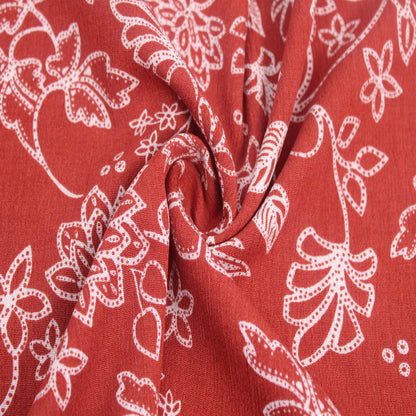 P-1933-636-CINNABAR-ECRU PRINTED CREPON 100% RAYON CREPON