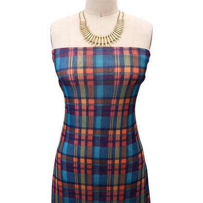 P-1935-453-TURQUOISE-ORANGE - PRINTED POLY POWER MESH 92%POLY 8%SPANDEX