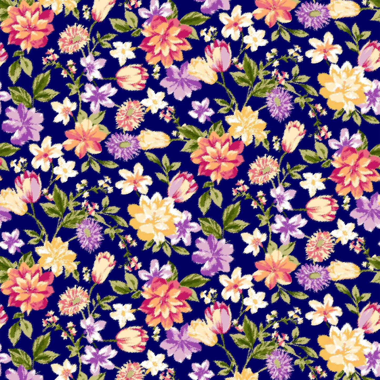 P-1940-453-NAVY-TANGERINE - PRINTED POLY POWER MESH 92%POLY 8%SPANDEX