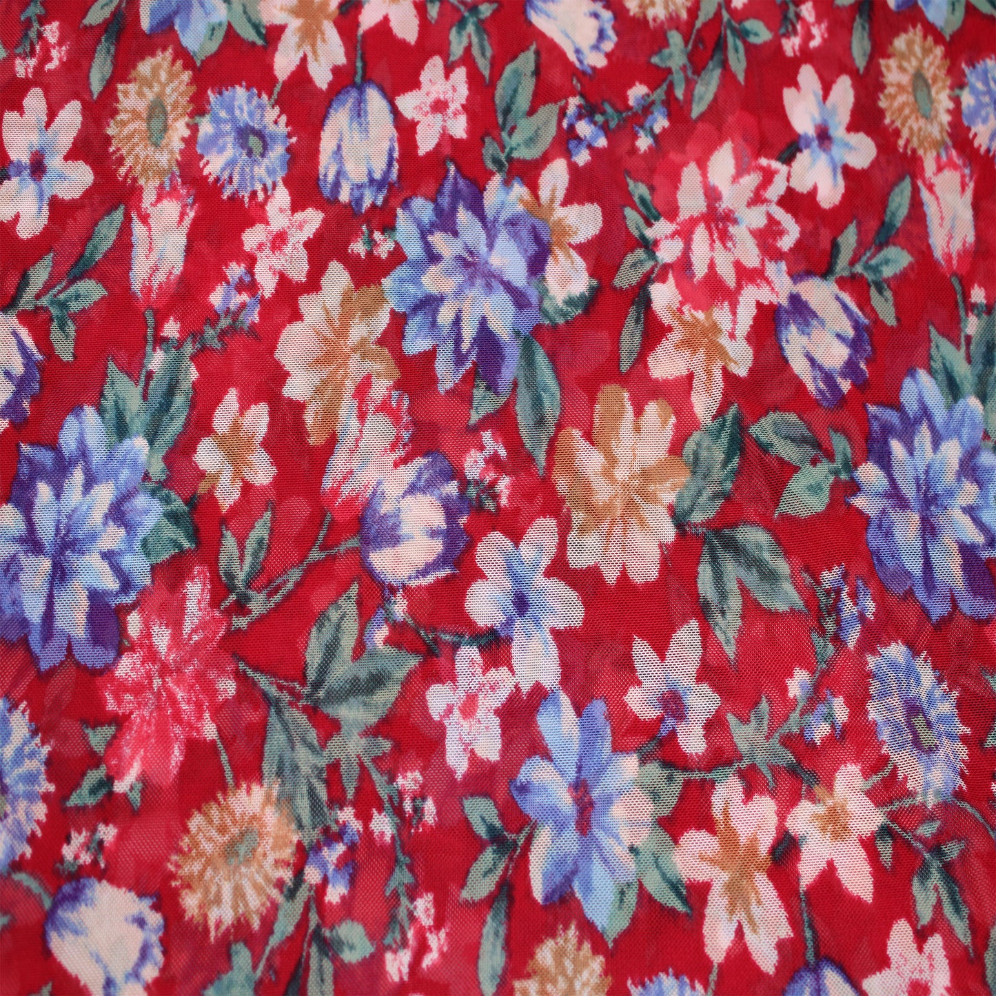 P-1940-453-RED-PERIWINKLE - PRINTED POLY POWER MESH 92%POLY 8%SPANDEX