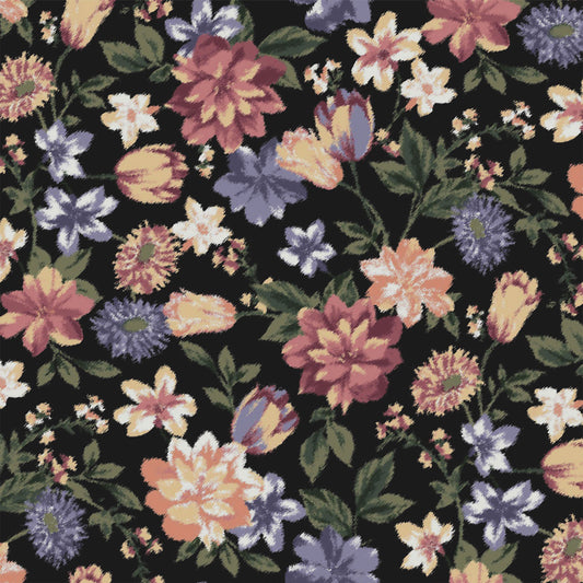 P-1940-798-HC-BLACK-DUSTY-LAVENDER - PRINTED PRS HACCI BRSHED 68% POLY 28% RAYON 4% SPAN