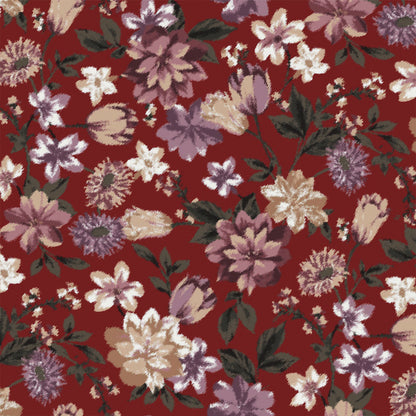 P-1940-798-HC-RED-MAUVE - PRINTED PRS HACCI BRSHED 68% POLY 28% RAYON 4% SPAN