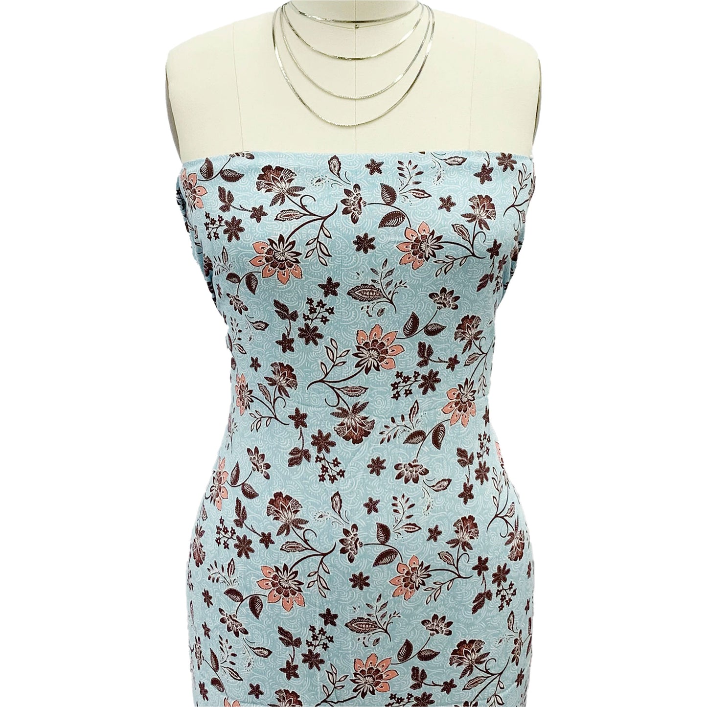 P-1946-636-BLUE-GLOW-CORAL PRINTED CREPON 100% RAYON CREPON