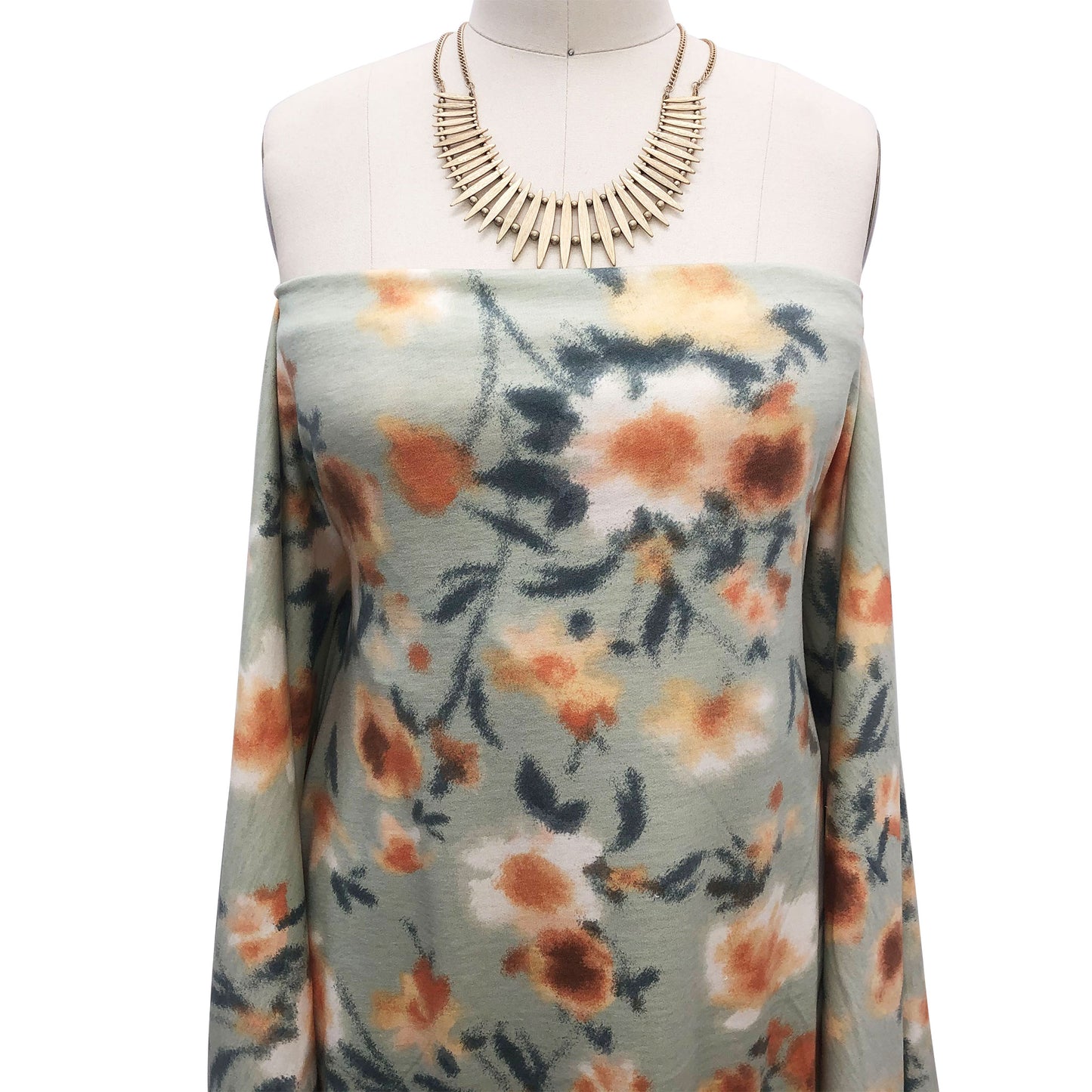 P-1948-506-SAGE-MANGO - PRINTED FRENCH TERRY 63%POLY  33%RAYON  4% SPANDEX
