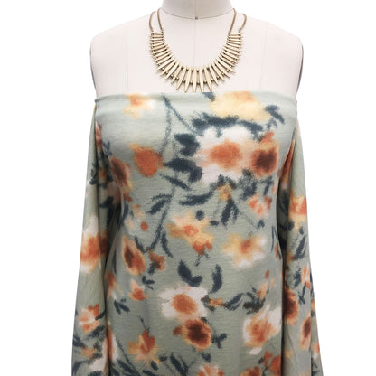 P-1948-506-SAGE-MANGO - PRINTED FRENCH TERRY 63%POLY  33%RAYON  4% SPANDEX