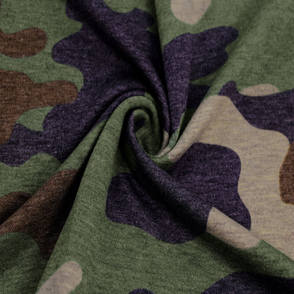 P-196-506-OLIVE-BROWN - PRINTED FRENCH TERRY 63%POLY  33%RAYON  4% SPANDEX