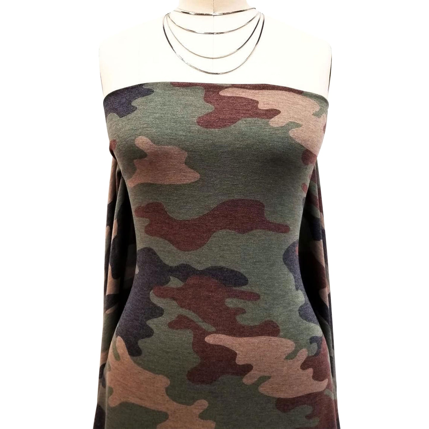 P-196-506-OLIVE-BROWN - PRINTED FRENCH TERRY 63%POLY  33%RAYON  4% SPANDEX