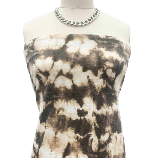 P-1966-506-BROWN-TAN - PRINTED FRENCH TERRY 63%POLY  33%RAYON  4% SPANDEX