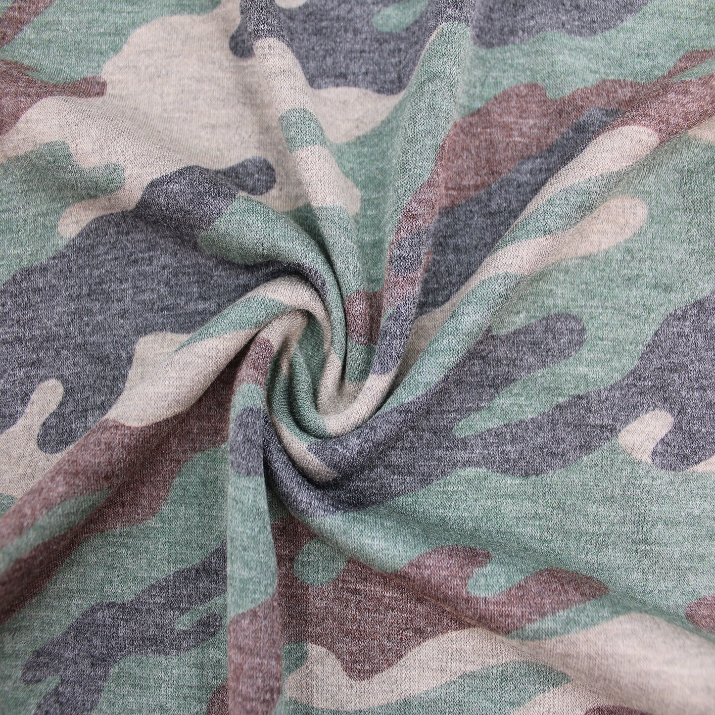 P-197-506-ARMY-GREEN-BROWN - PRINTED FRENCH TERRY 63%POLY  33%RAYON  4% SPANDEX