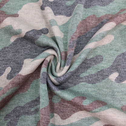 P-197-506-ARMY-GREEN-BROWN - PRINTED FRENCH TERRY 63%POLY  33%RAYON  4% SPANDEX