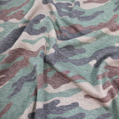 P-197-506-ARMY-GREEN-BROWN - PRINTED FRENCH TERRY 63%POLY  33%RAYON  4% SPANDEX