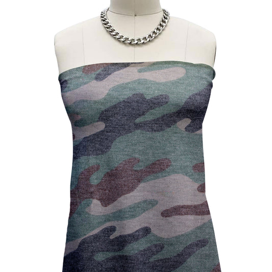 P-197-506-ARMY-GREEN-BROWN - PRINTED FRENCH TERRY 63%POLY  33%RAYON  4% SPANDEX
