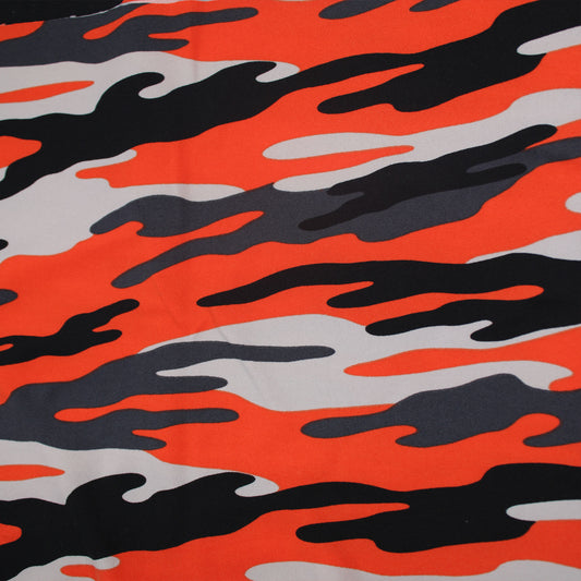 P-197-668-ORANGE-CHARCOAL - PRINTED DTY 92% POLY 8% SPANDEX DTY DOUBLE SIDED BRUSH