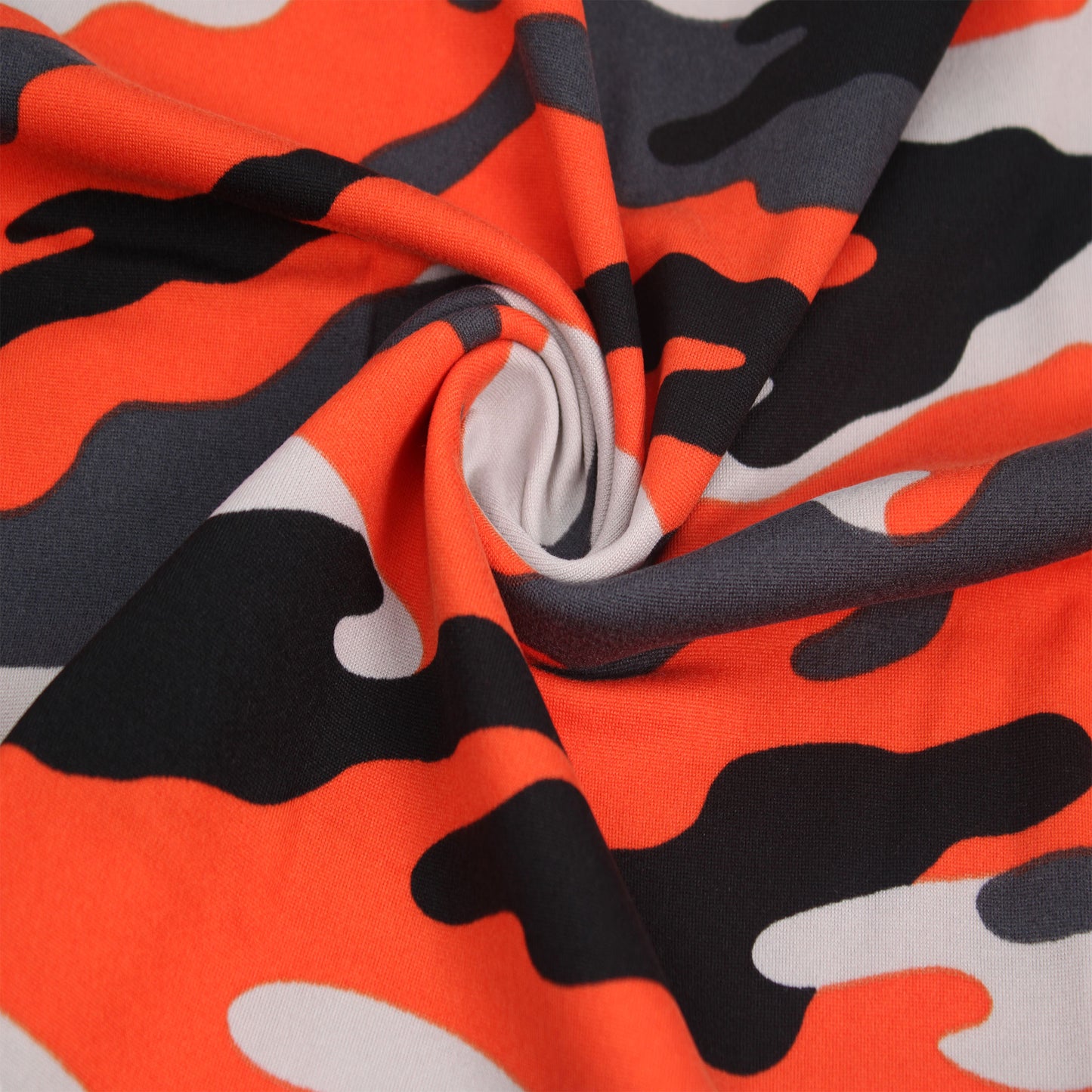 P-197-668-ORANGE-CHARCOAL - PRINTED DTY 92% POLY 8% SPANDEX DTY DOUBLE SIDED BRUSH