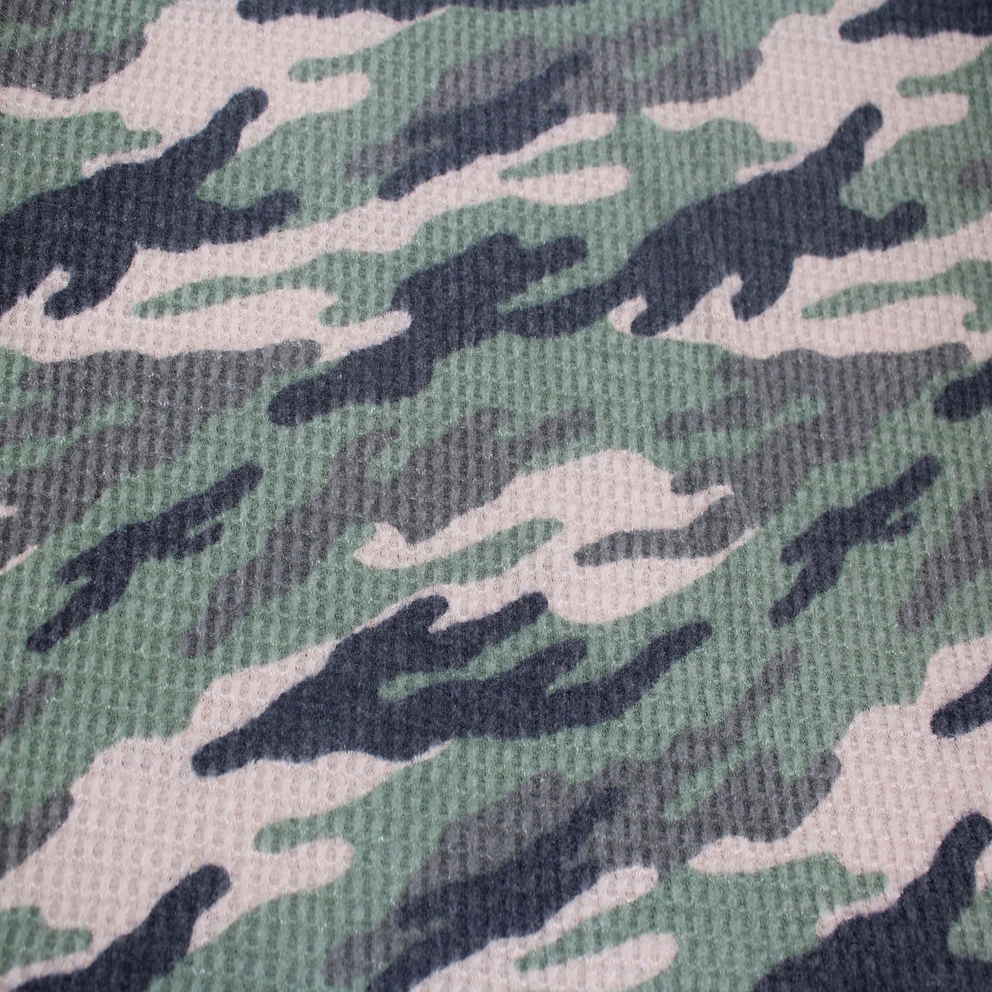 P-197-779-ARMY-GREEN-CHARCOAL - PRINTED WAFFLE BRUSHED 78% POLY 18% RAYON4% SPANDEX