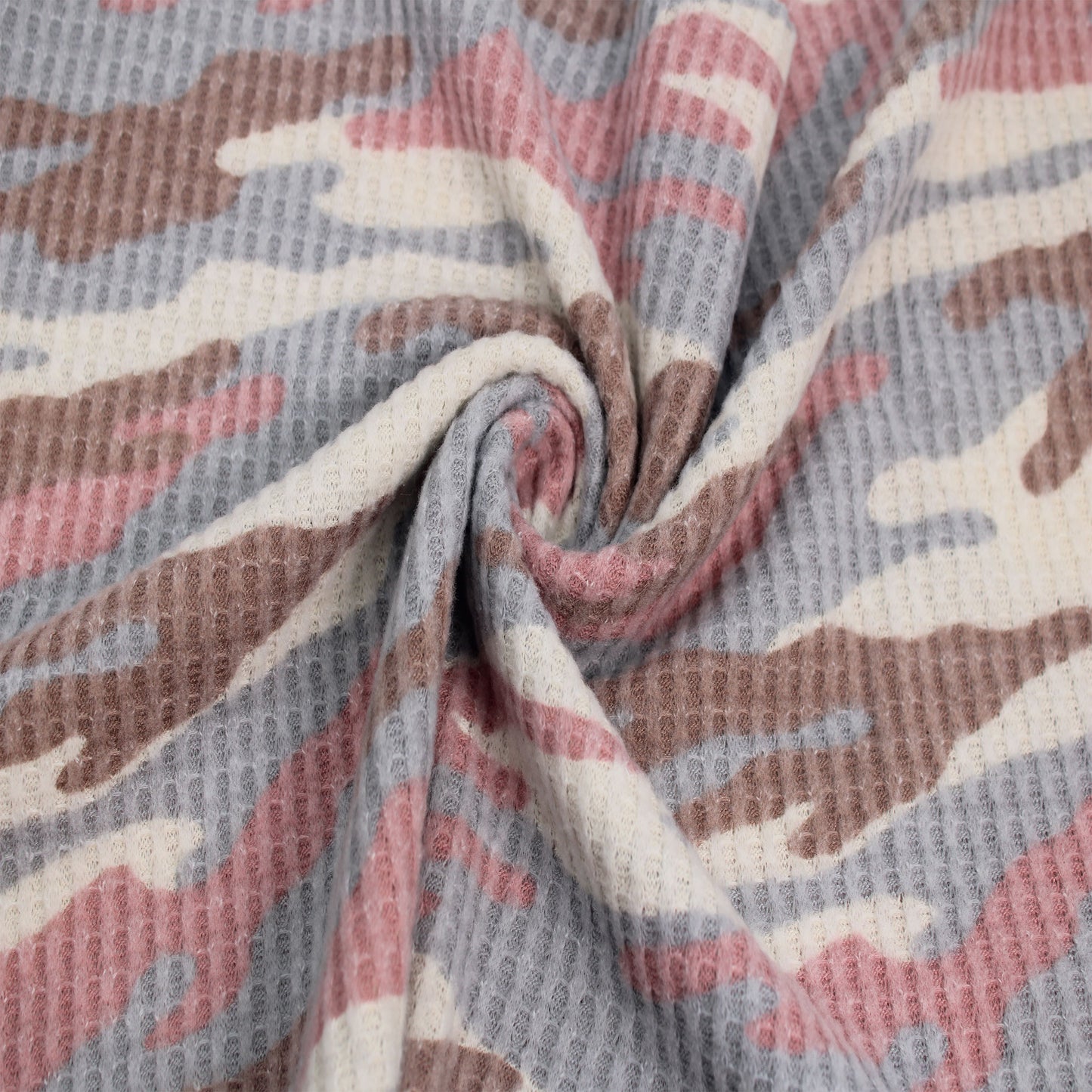 P-197-779-DUSTY-BLUE-MOCHA - PRINTED WAFFLE BRUSHED 78% POLY 18% RAYON4% SPANDEX