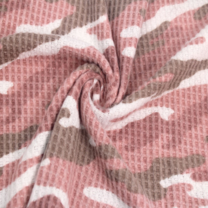 P-197-779-DUSTY-PINK-TAUPE - PRINTED WAFFLE BRUSHED 78% POLY 18% RAYON4% SPANDEX